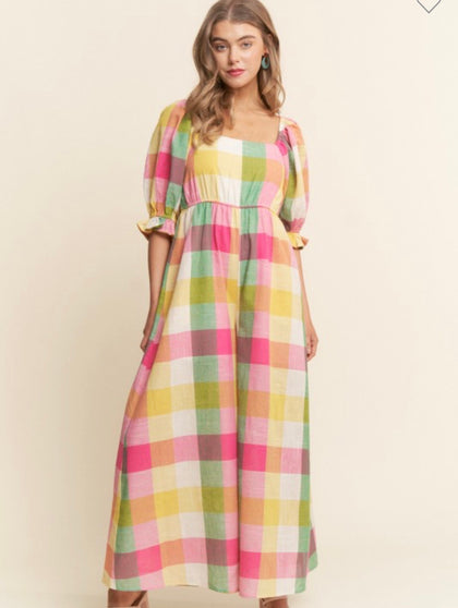 Spring Plaid Jumpsuit