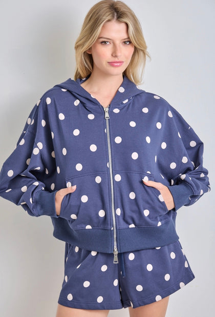 Navy/White Zip Up Hoodie