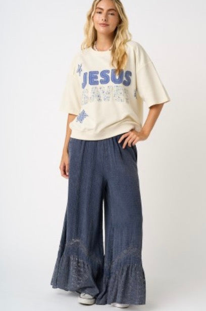 Navy Ruffle Pants