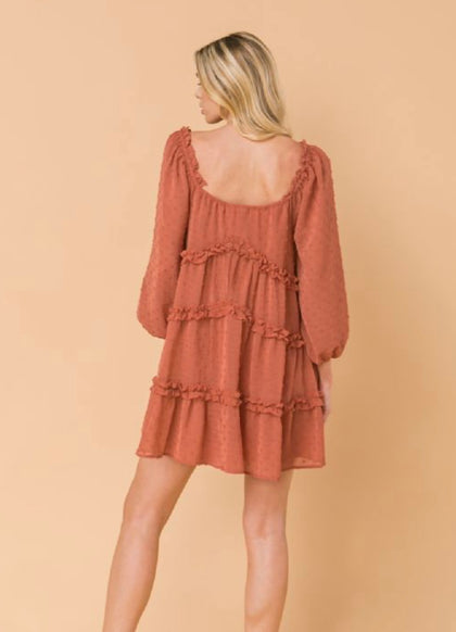 Rust Tiered Mini Dress