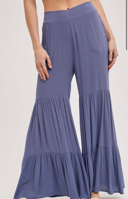 Navy Elastic Waist Flares