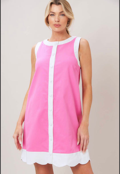 Pink Scalloped Shift Dress