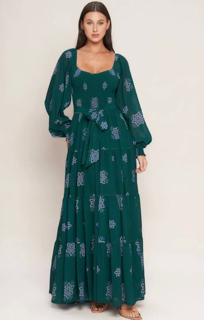 Green/Blue Print Maxi