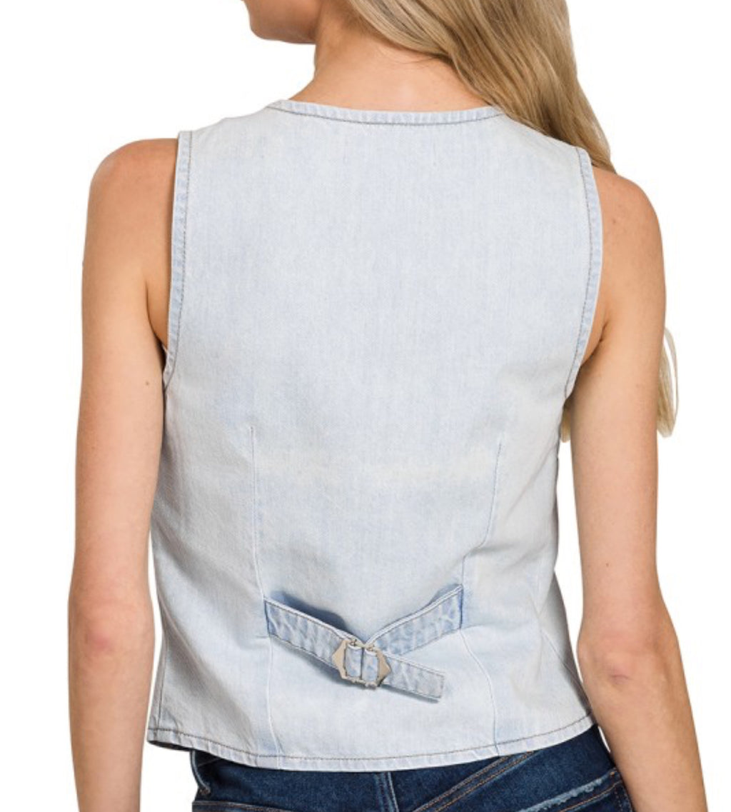 Light Wash Denim Vest