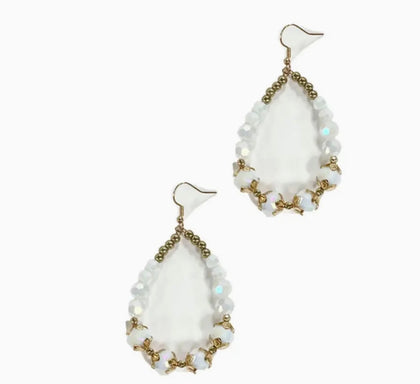 White/Gold Beaded Hoops