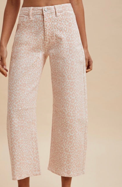 Pink Leopard Barrel Jeans
