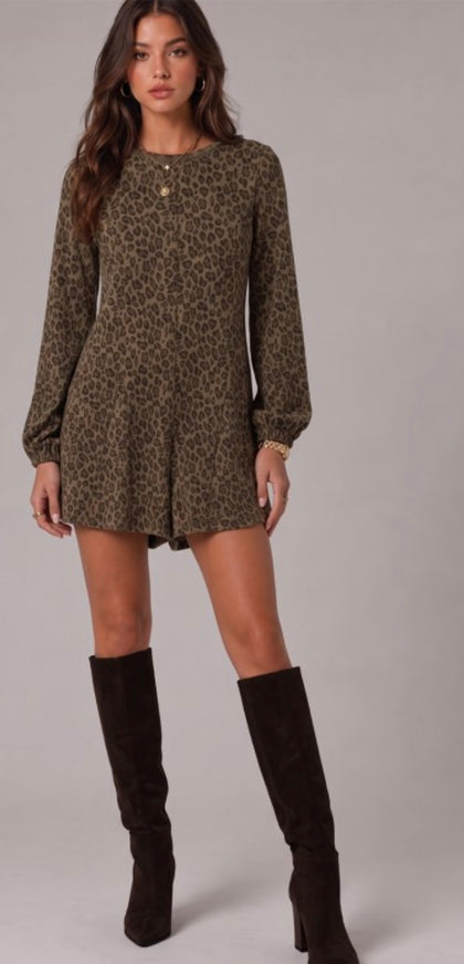 Leopard Long Sleeve Romper