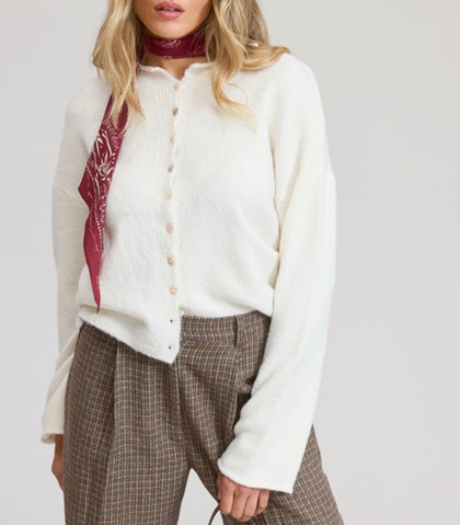 Cream Button Up Sweater Cardigan