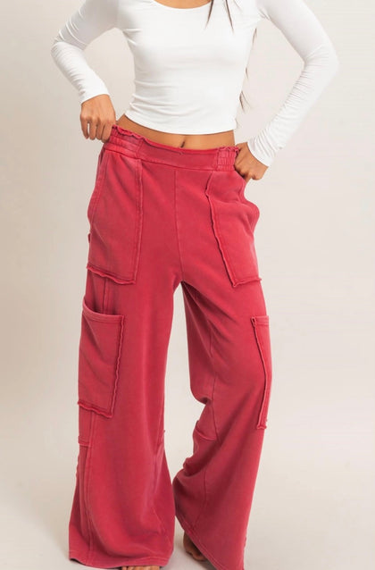 Mineral Wash Wide Leg Sweats