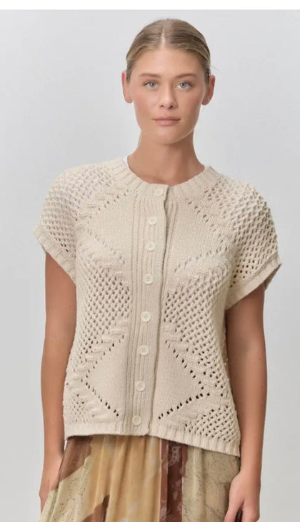 Ivory Button Front Sweater Vest