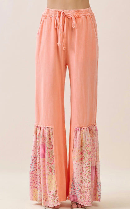 Spring Floral Ruffle Pants