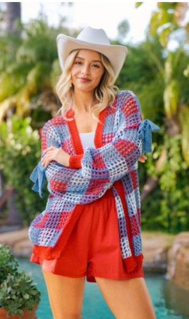 Red/White/Blue Bow Cardigan