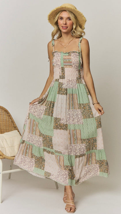 Green Patchwork Maxi