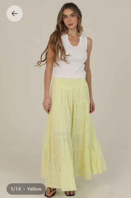 Lime Eyelet Maxi Skirt