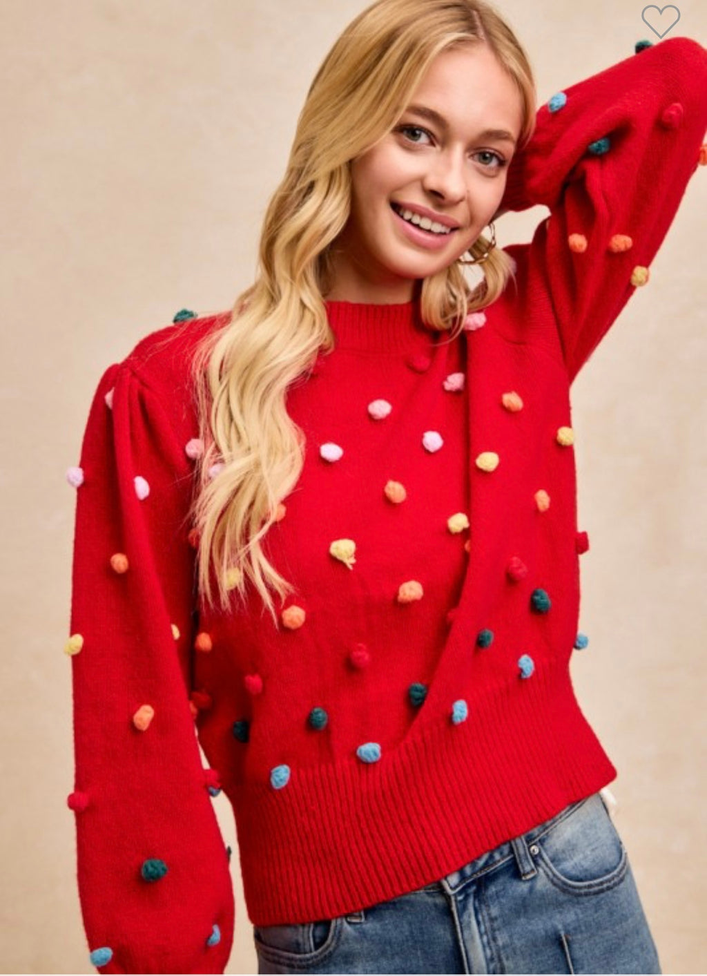 Red Pom Pom Sweater