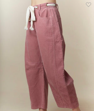 Mauve Corduroy Barrel Jeans