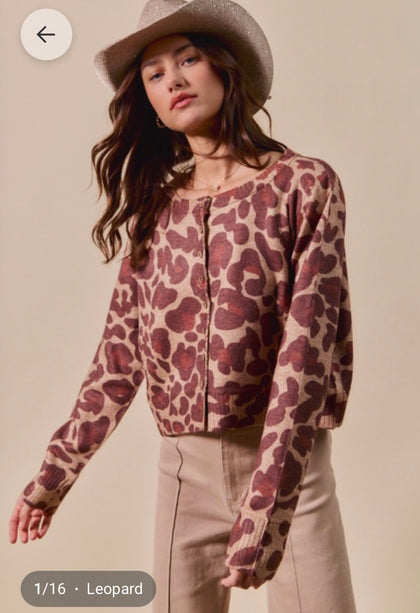 Maroon Leopard Cardigan