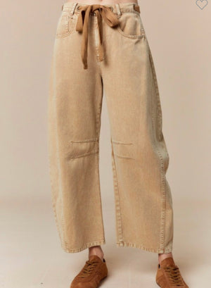 Lt. Mocha Washed Barrel Jeans