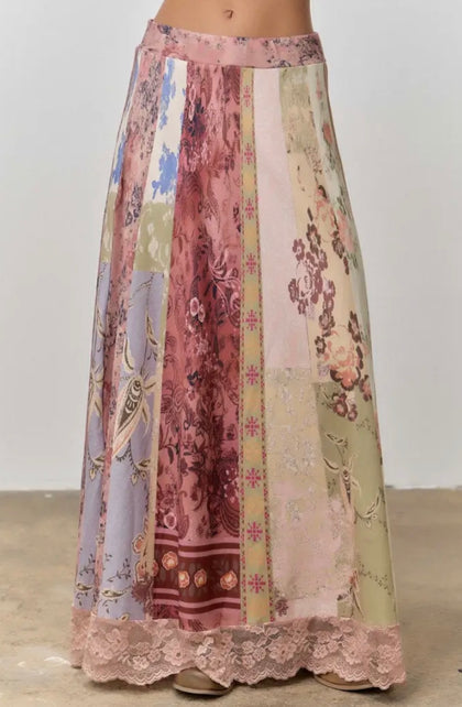 Multi Print Maxi w/ Lace Trim