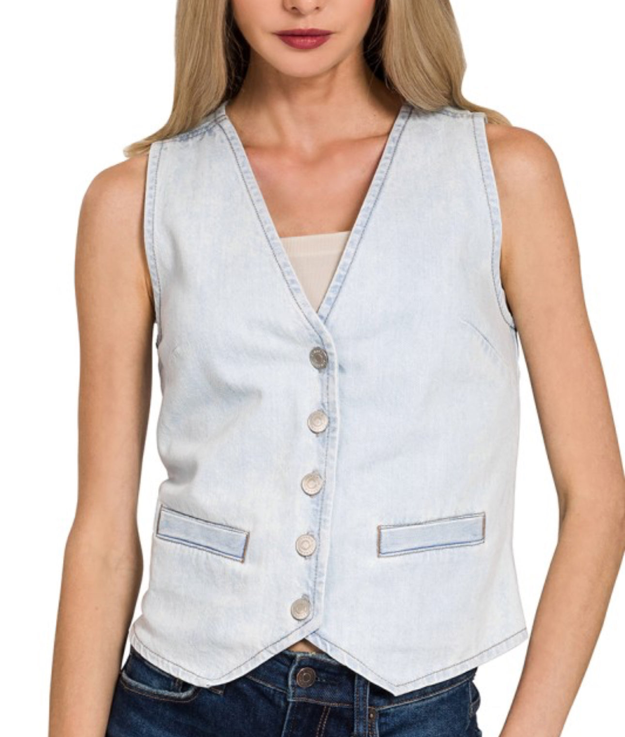 Light Wash Denim Vest