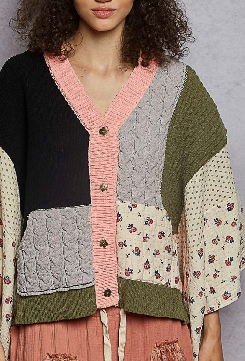 Mixed Floral Chenille Sweater
