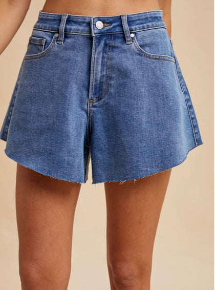 Wide Leg Denim Shorts (2 colors)