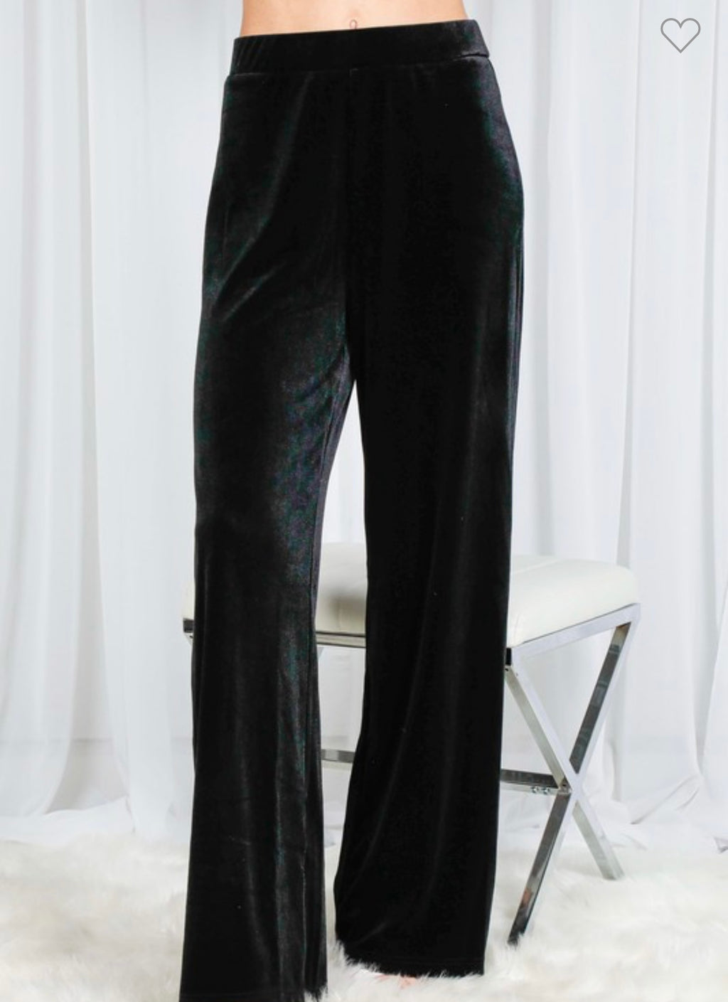 Black Velvet Wide Leg Trousers
