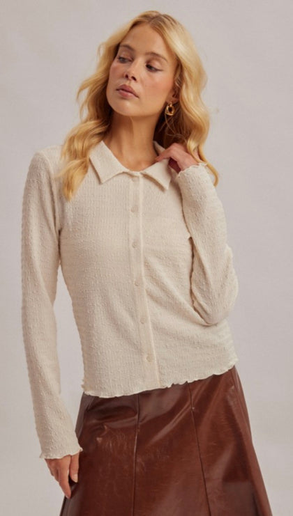 Textured Knit Button Down
