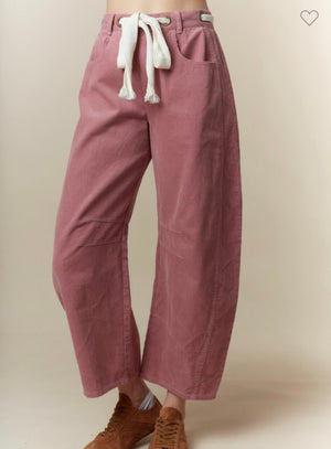 Mauve Corduroy Barrel Jeans
