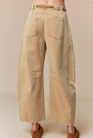 Lt. Mocha Washed Barrel Jeans