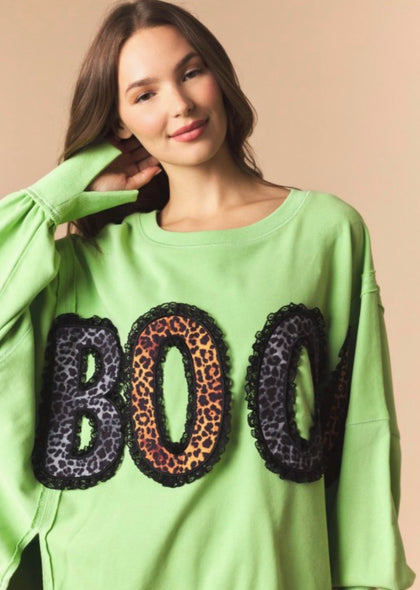 Lime Green Oversized Boo Pullover
