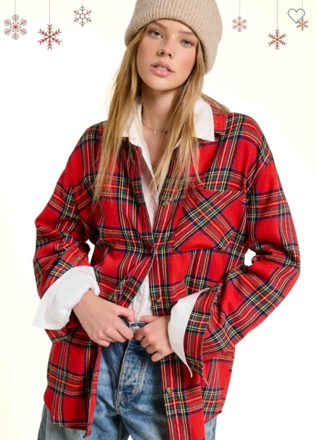 Christmas Plaid Button Up Tunic