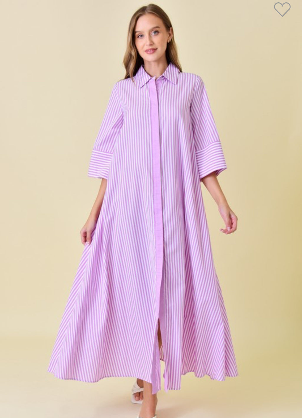 Orchid White Striped Button Up Maxi