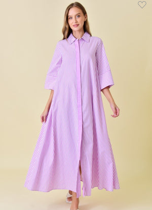 Orchid White Striped Button Up Maxi