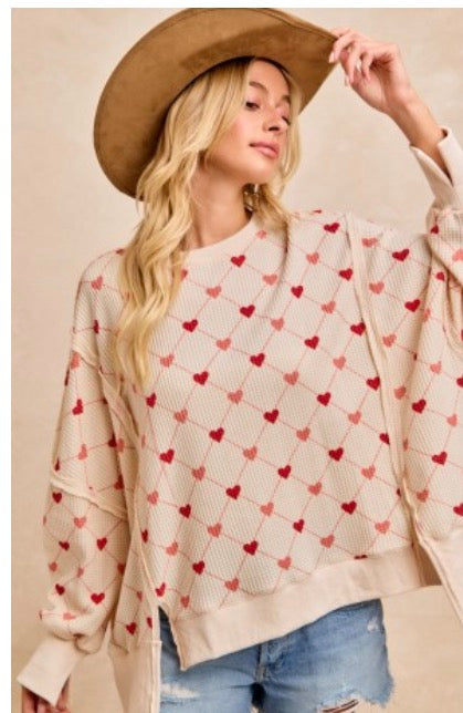 Cream Heart Waffle Tunic