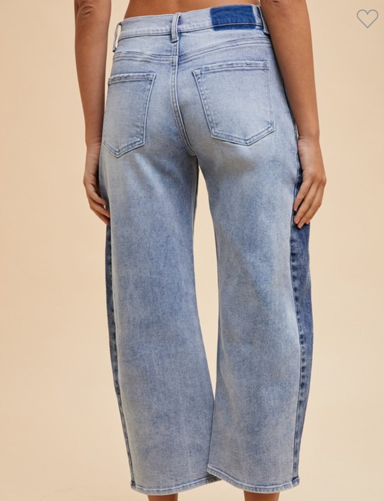 Two Tone Panel Subtle Barrel Jean