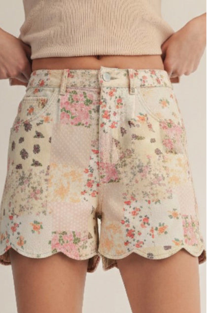 Patchwork Scalloped Shorts