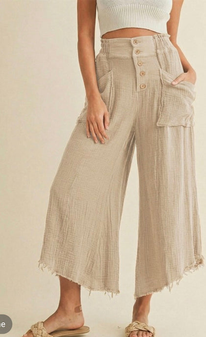 Solid Washed Gauze Pants