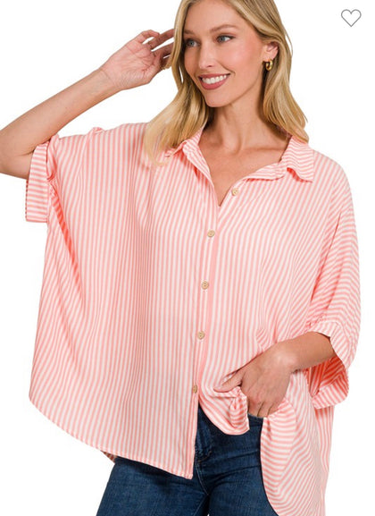 Striped Button Up Tunic (3 colors)