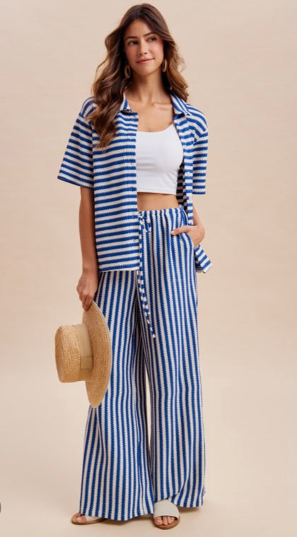 Blue/White Crochet Woven Set