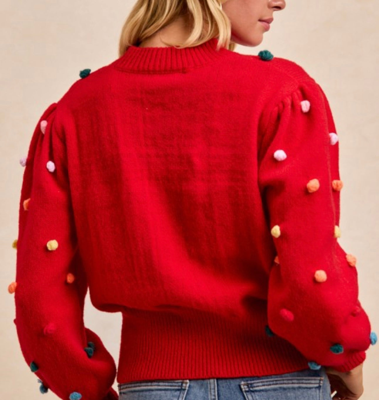 Red Pom Pom Sweater