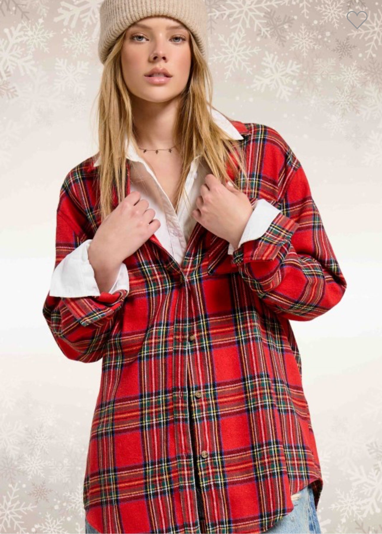 Christmas Plaid Button Up Tunic