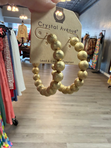 Golden Beaded Hoops